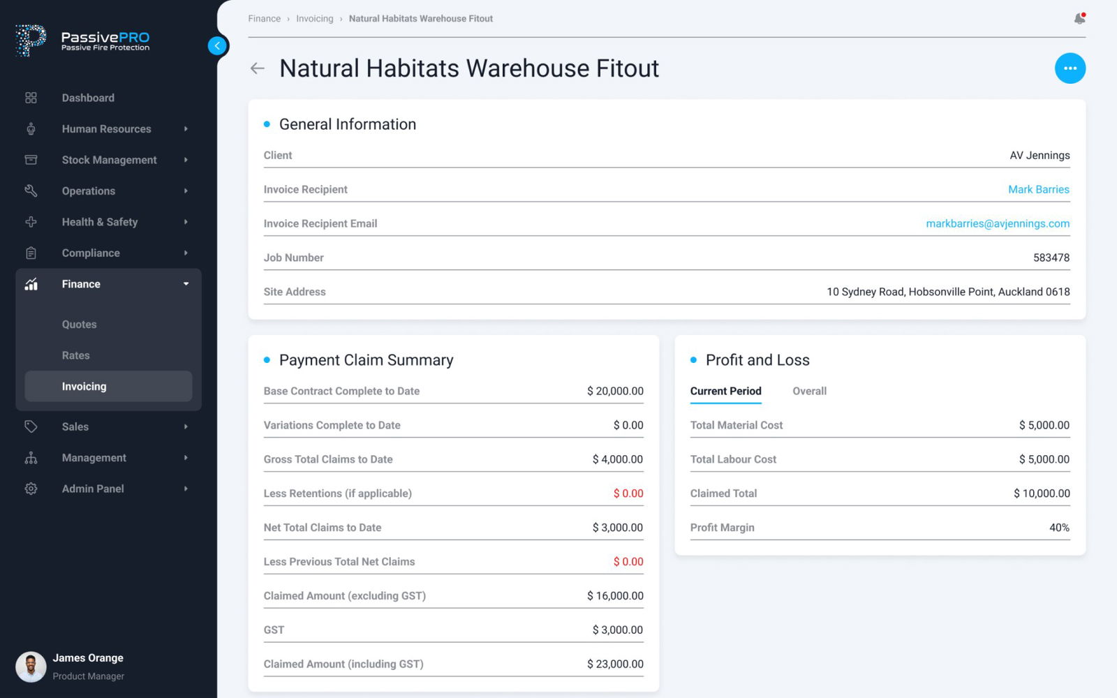 globalfire Finance Invoicing